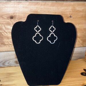 Silver Clover Drop Dangle Earrings